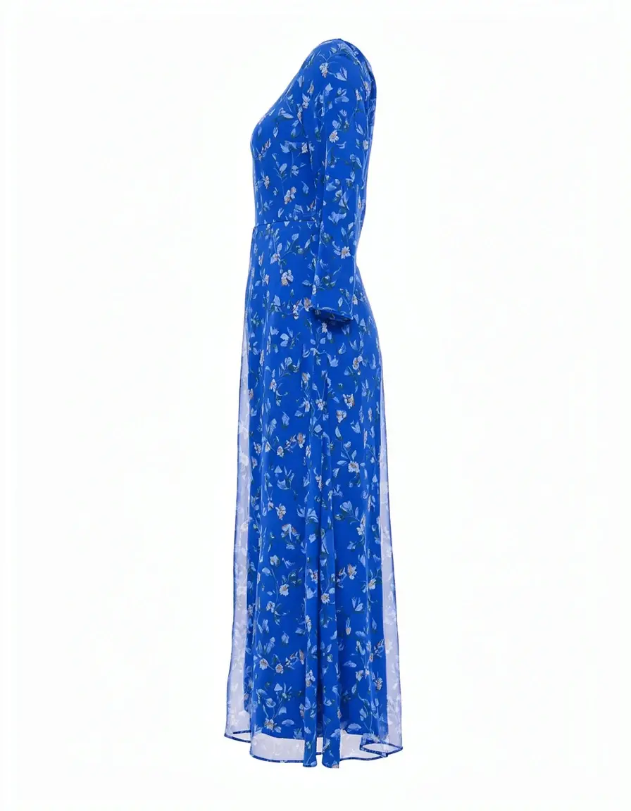 Floral Print Chiffon Dress azzurro floreale