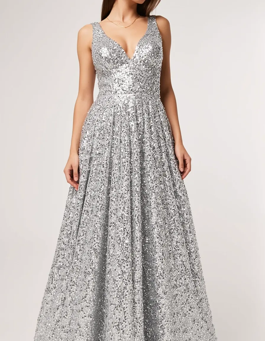 Sequin Cocktail Dress argento paillettes
