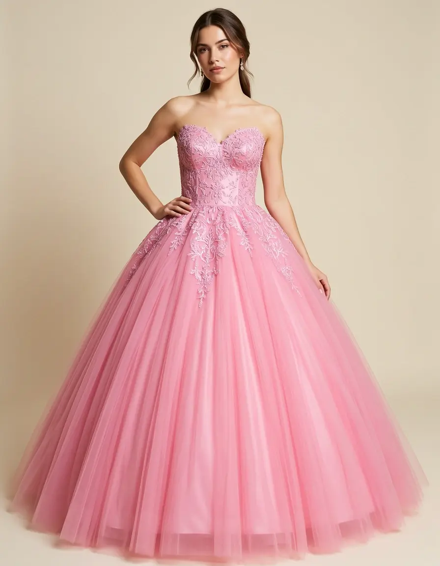 Tulle Ball Gown rosa abito principessa