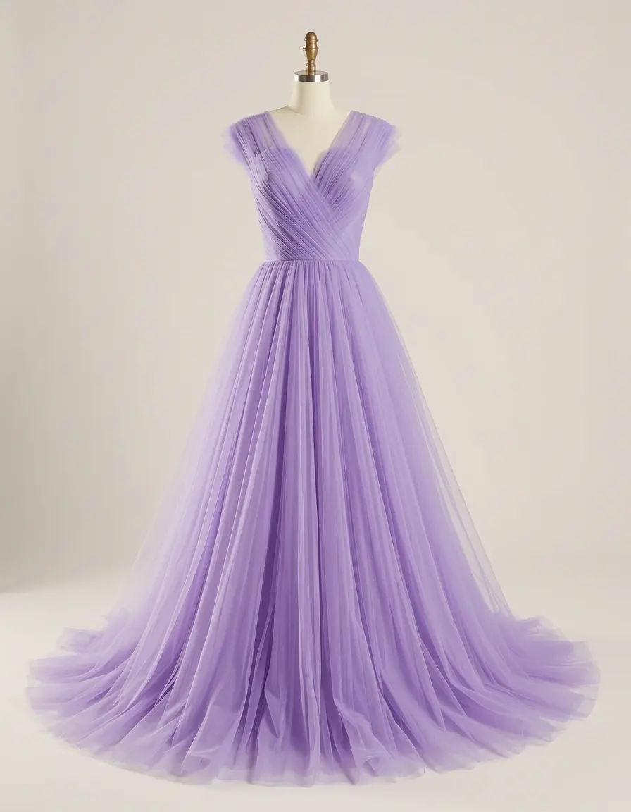 Abito da sera in tulle lavanda elegante