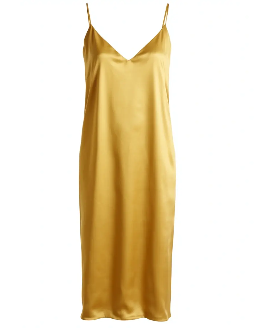 Slip dress dorato in seta elegante