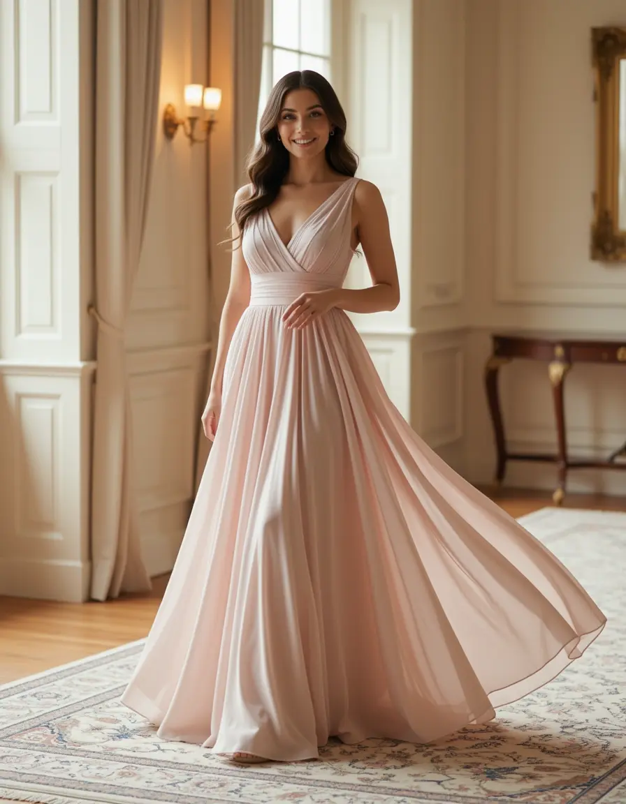 Chiffon Maxi Dress vestiti eleganti cerimonia leggeri