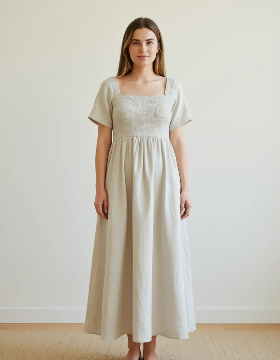 Vestito lungo in lino leggero