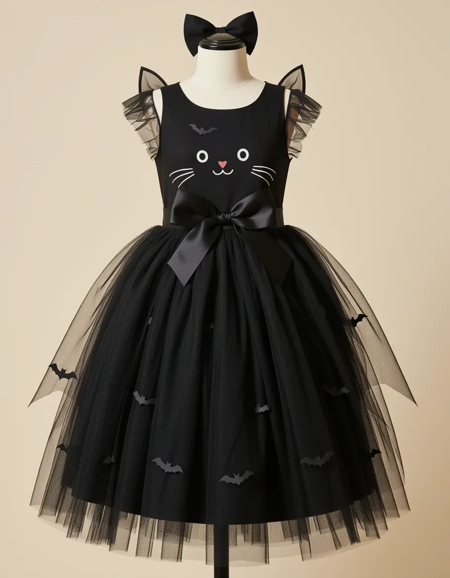Vestito Halloween Gatta Bambina