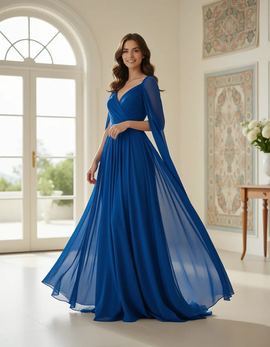Abito da sera in chiffon fluido
