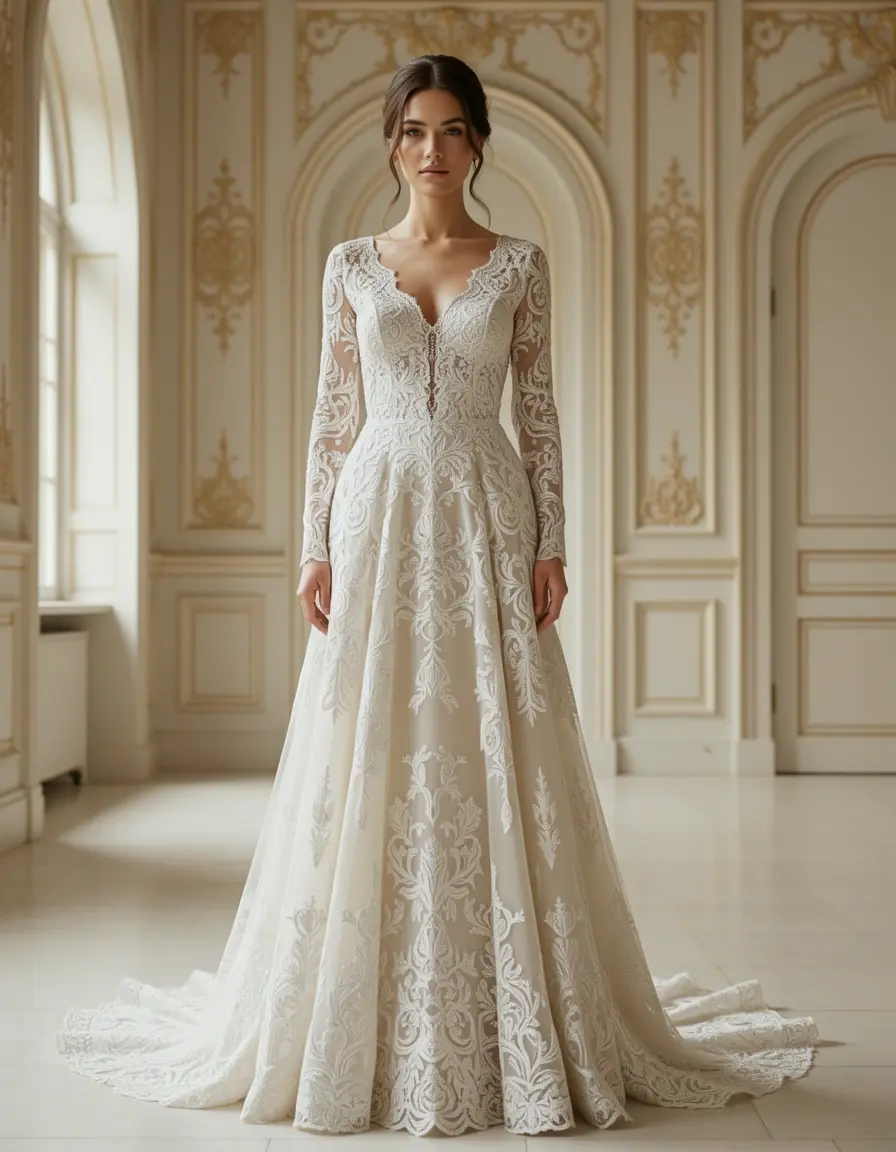 Abito maxi formale in pizzo
