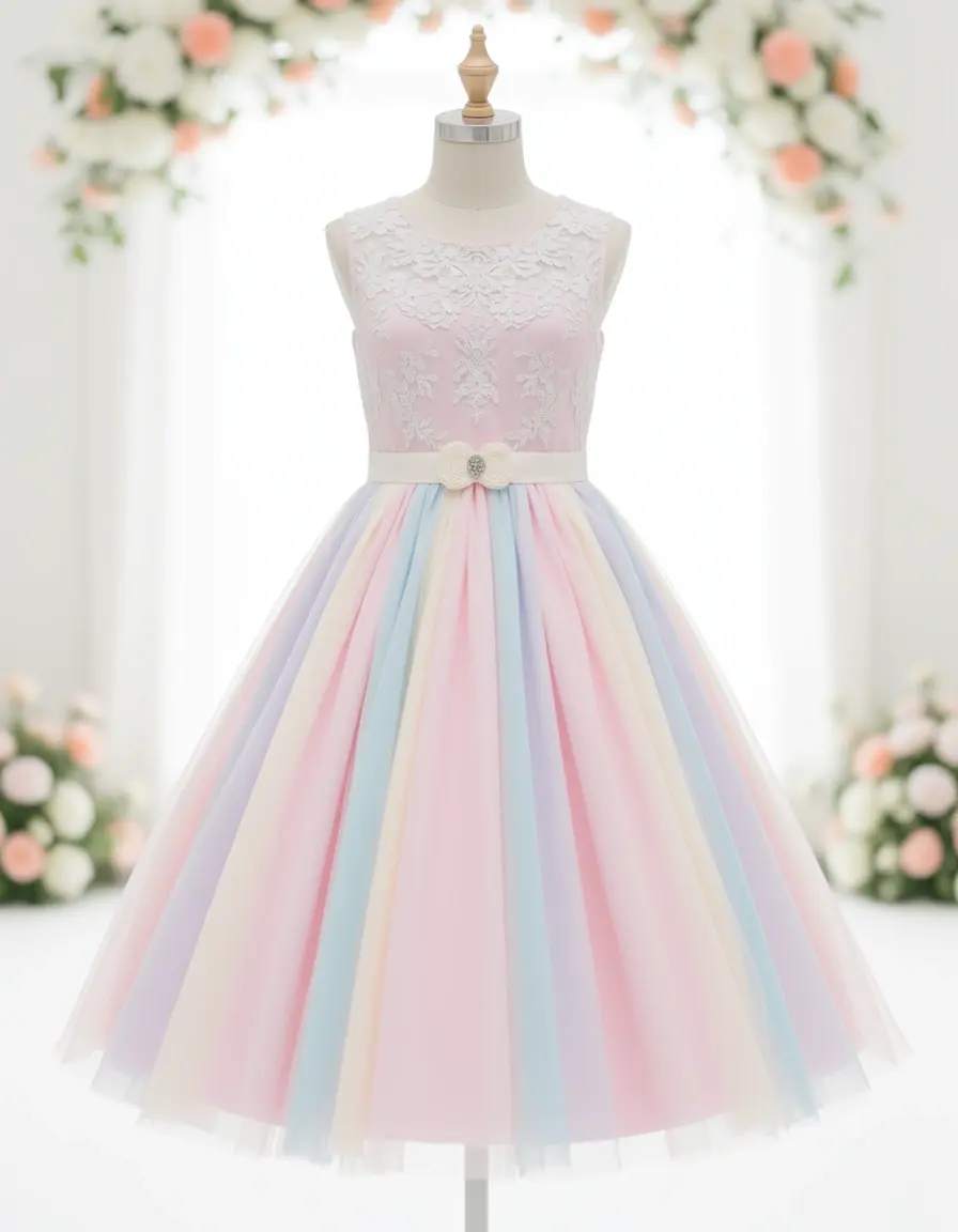 Pastel A-Line Dress - Abito pastello taglio ad A