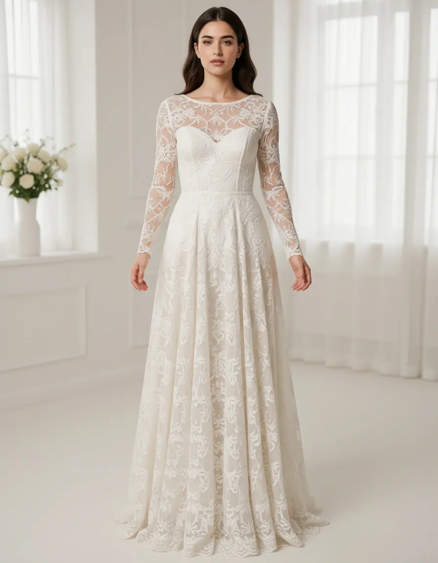 Delicate lace graduation dress