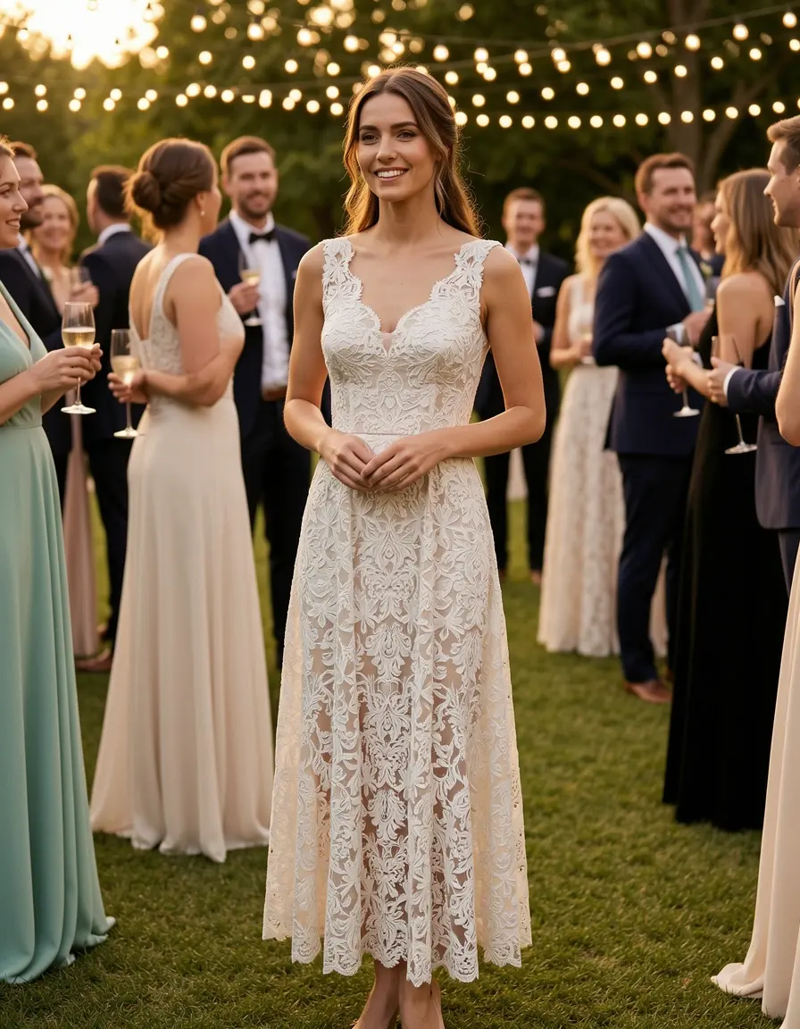 Elegant lace midi for guests