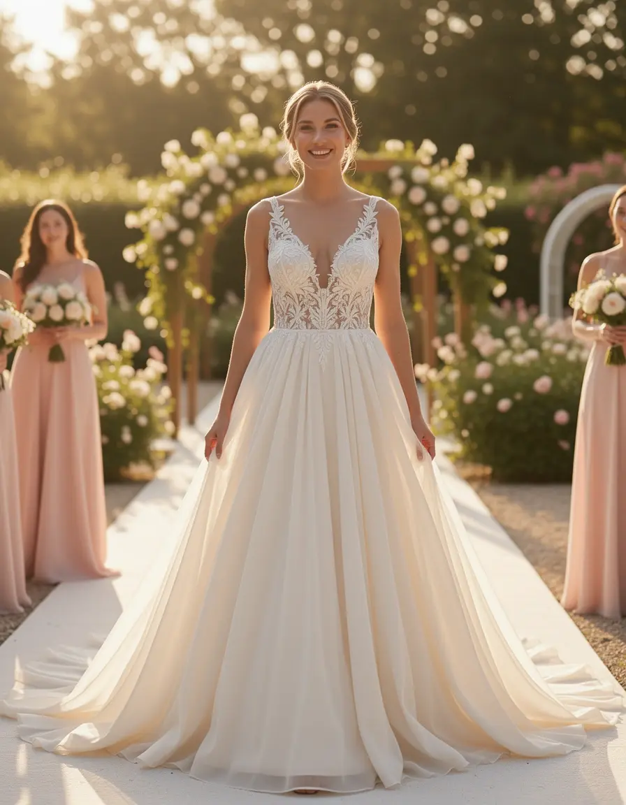Flowy chiffon wedding guest gown