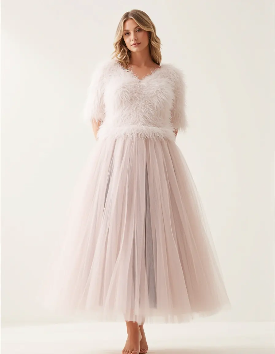 Fluffy tulle midi dress