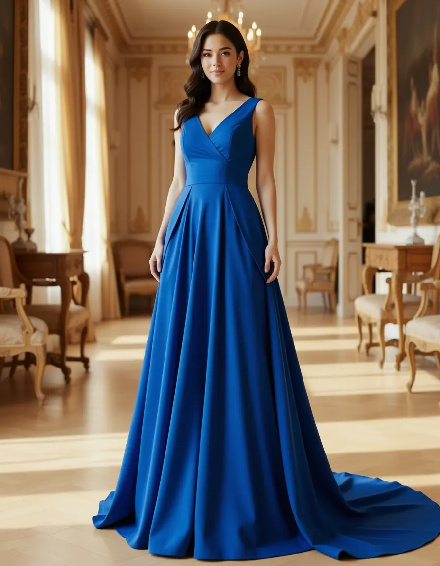 Vestito lungo blu reale per cerimonia