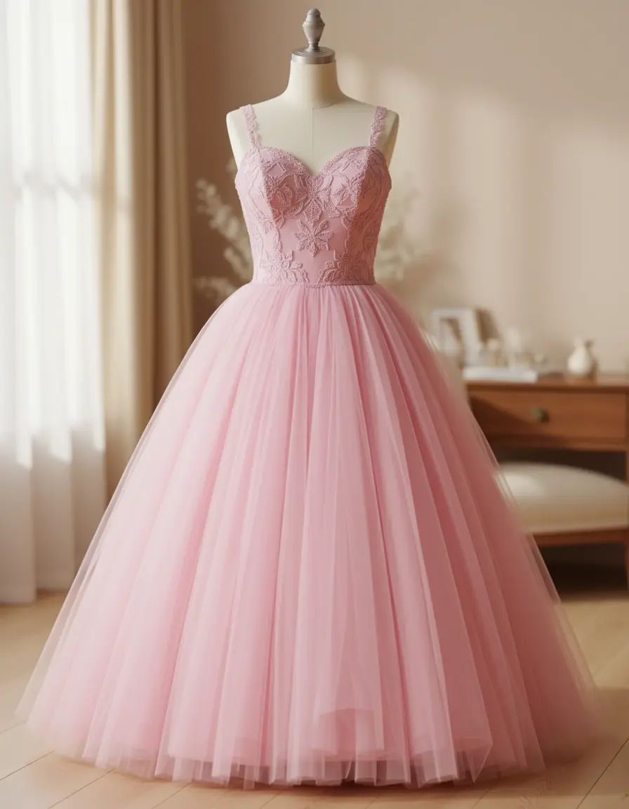 Abito da ballo in tulle rosa
