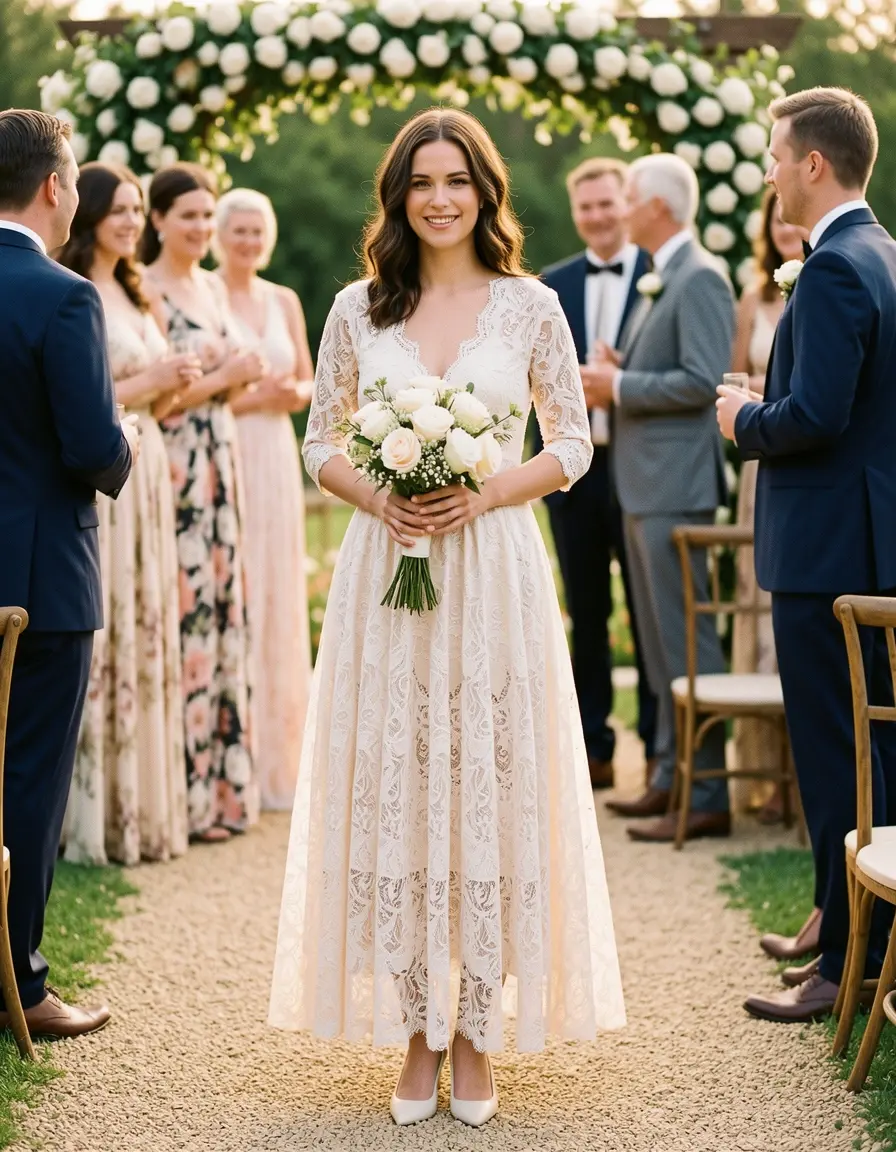 Lace Formal Midi abito da cerimonia