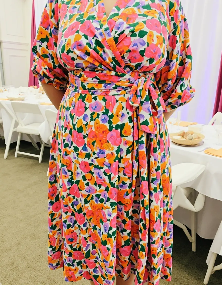 Floral Wrap Dress invitata matrimonio