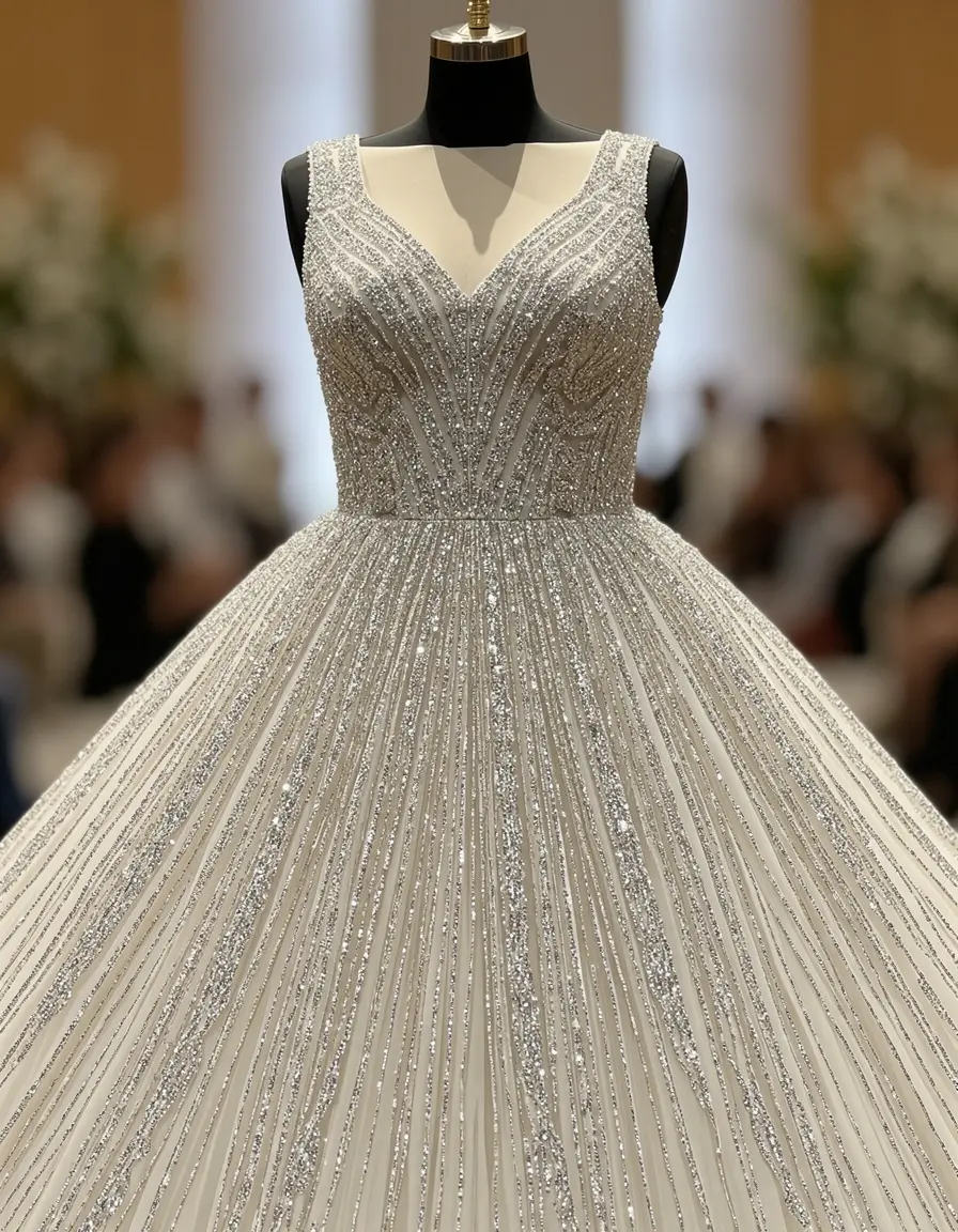 Beaded A-Line gown elegante