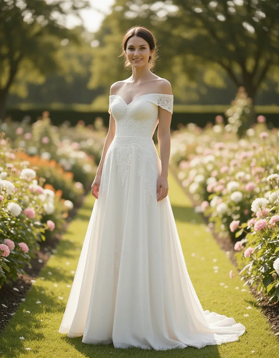 Off-Shoulder Maxi abito matrimonio
