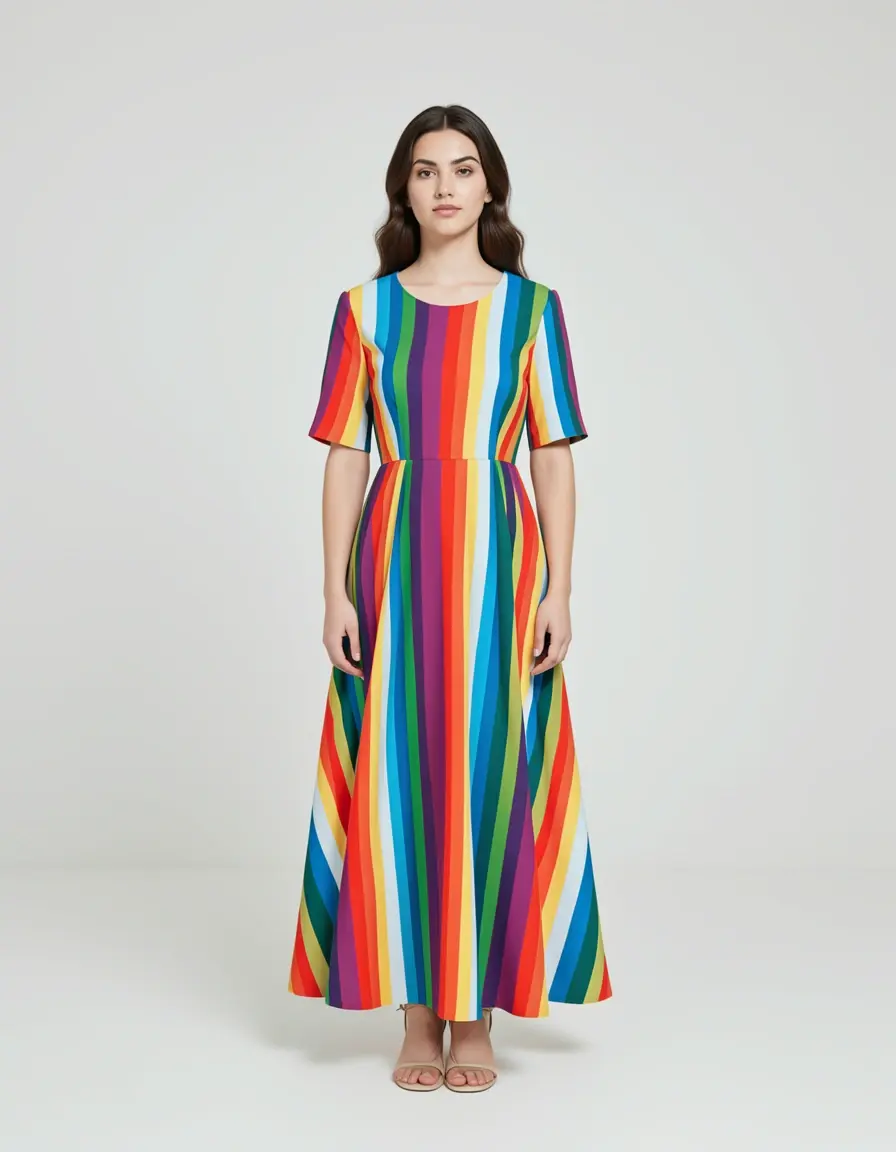 Vestito a righe colorate stile dibattito