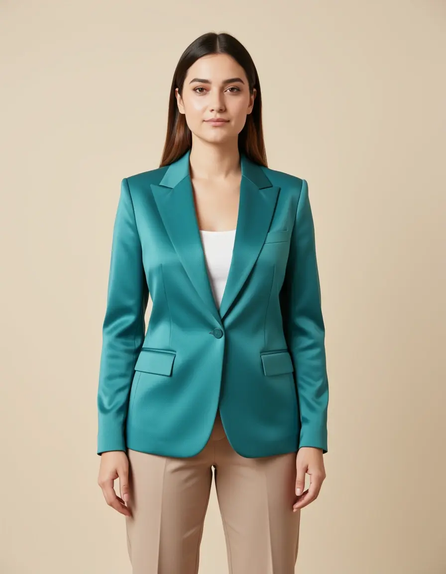 Smooth silk blazer outfit elegante