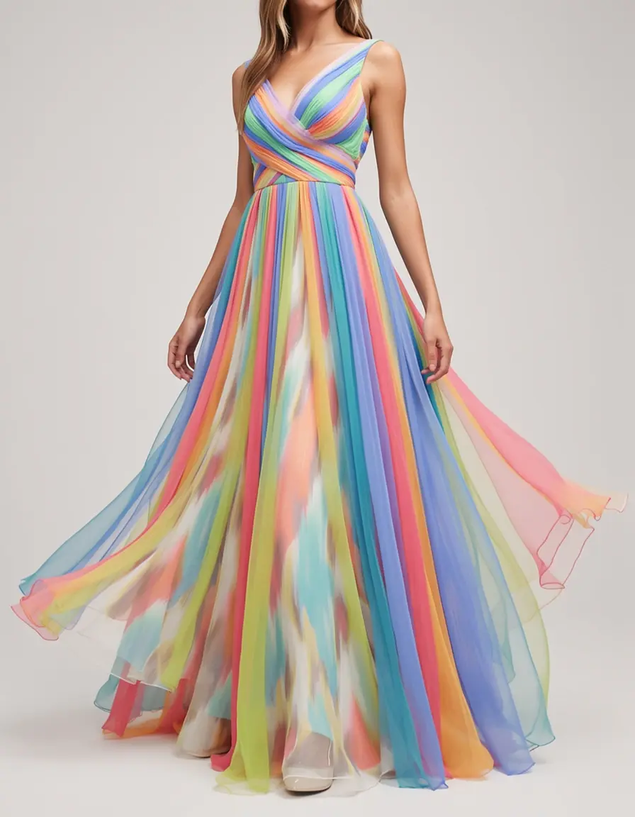 Vestito in chiffon leggero multicolore
