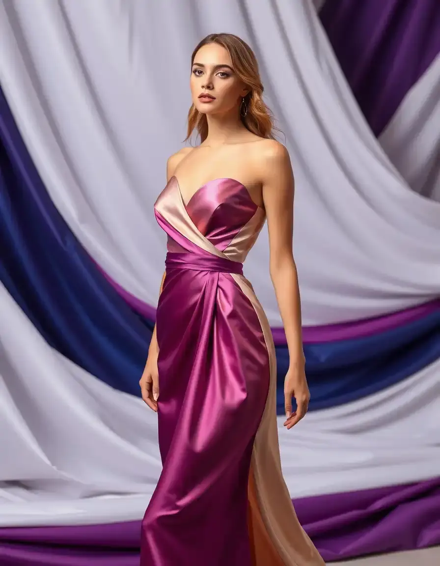 Vestito in satin multicolore