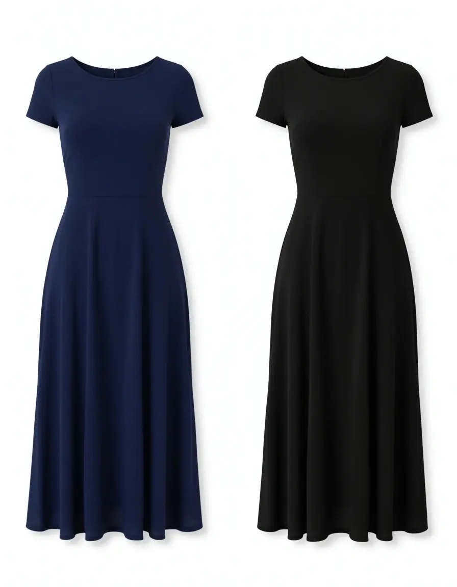 Abito lungo da sera blu navy e nero