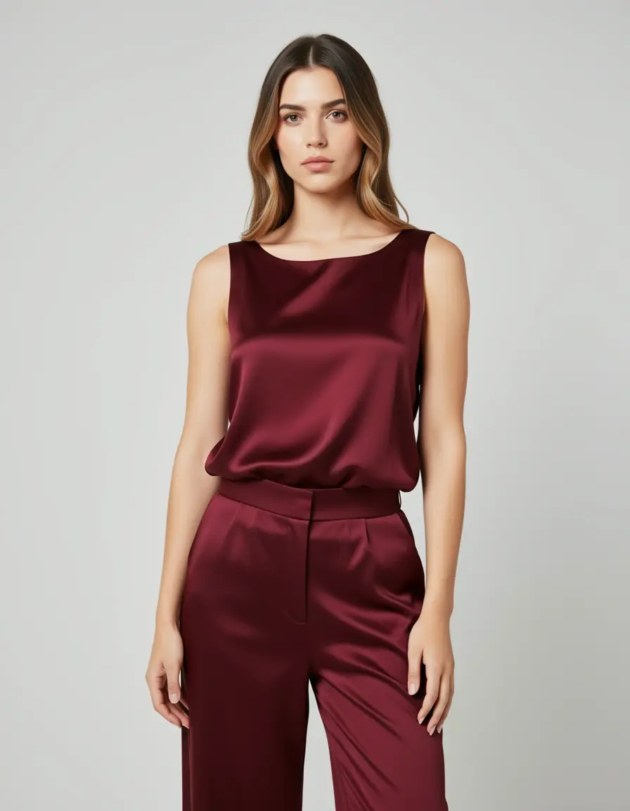 Bordeaux Satin Slip Dress in raso