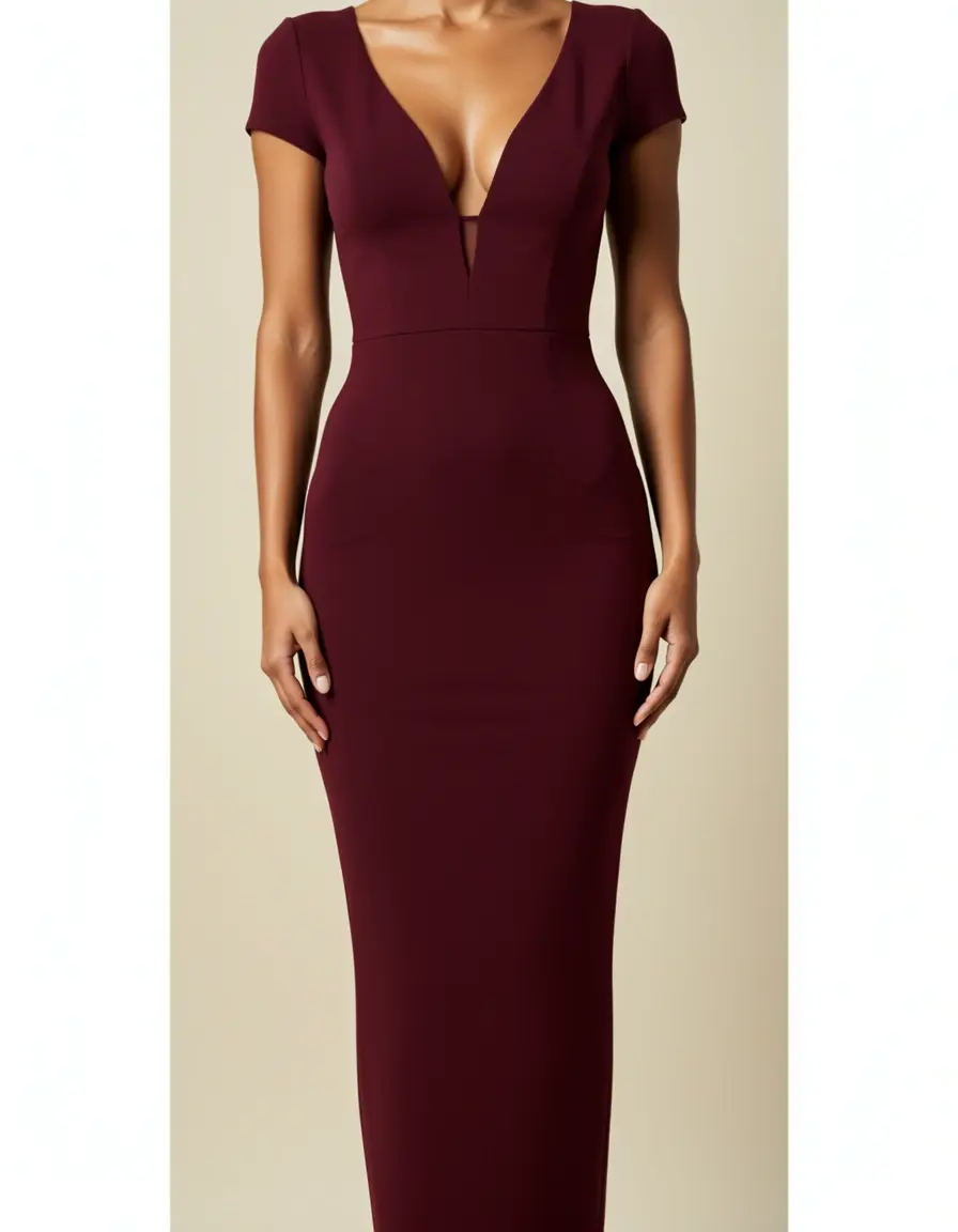 Bordeaux Bodycon Dress aderente