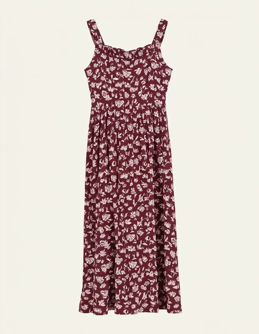Bordeaux Floral Print abito floreale