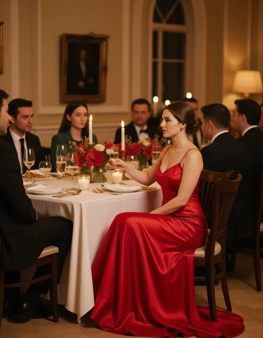 Dinner Date Dress seta rossa