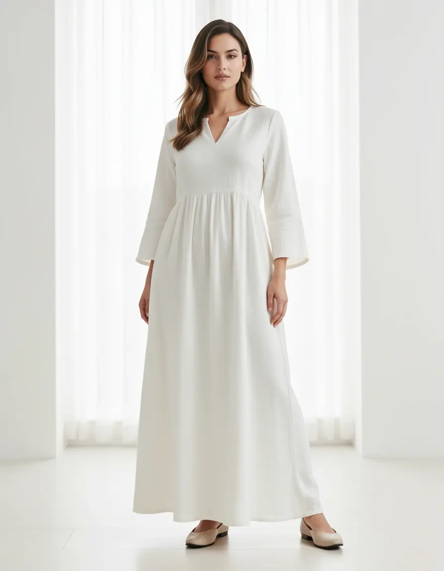 Casual Elegant Dress lino bianco