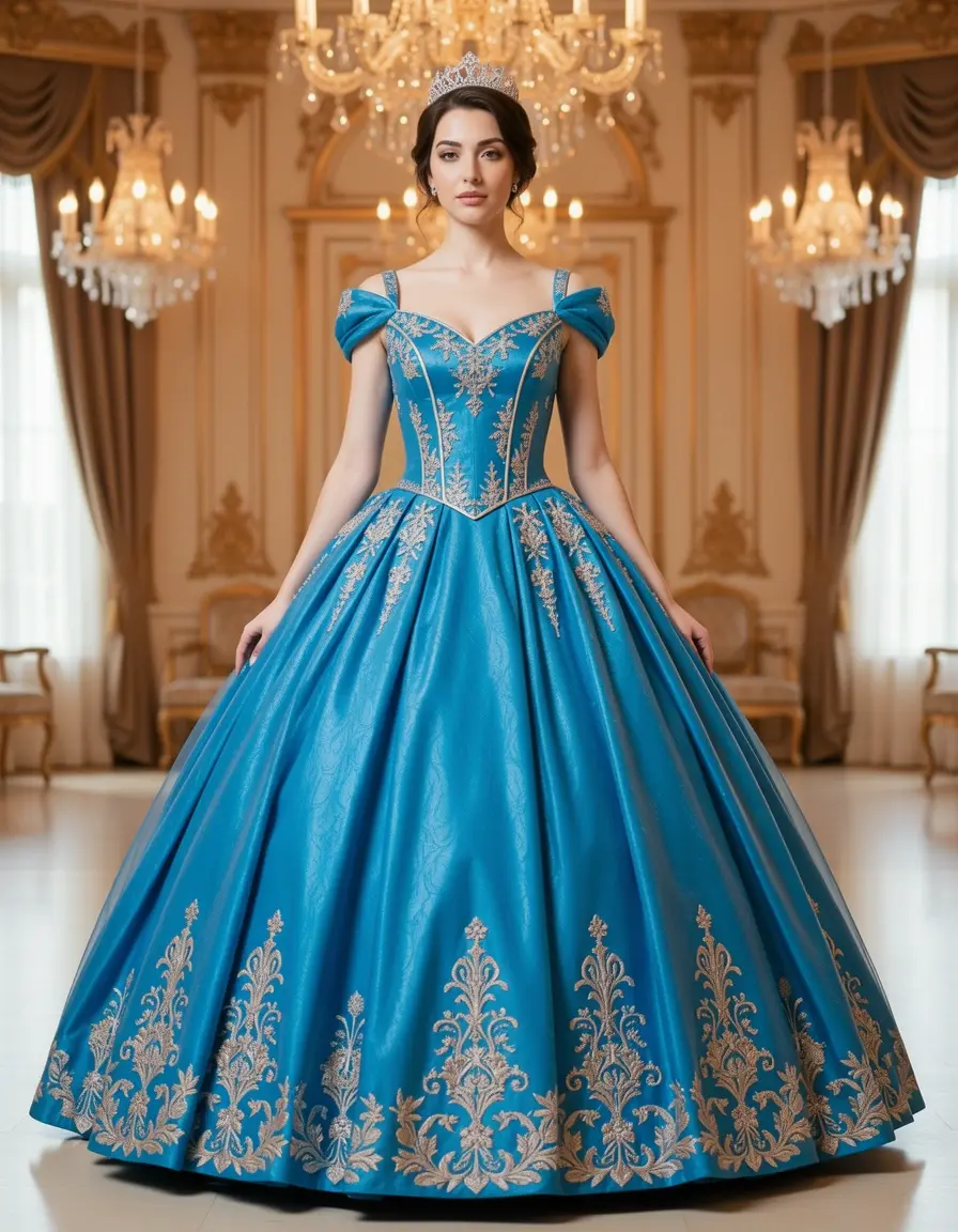 Elegante vestito carnevale principessa modello ball gown