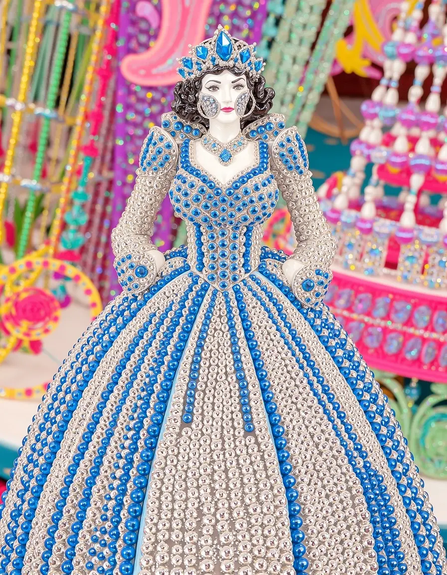 Vestito carnevale principessa con ricami di perline