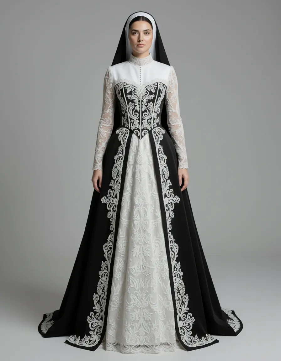 Lace Nun Overlay - Vestito da suora con pizzo