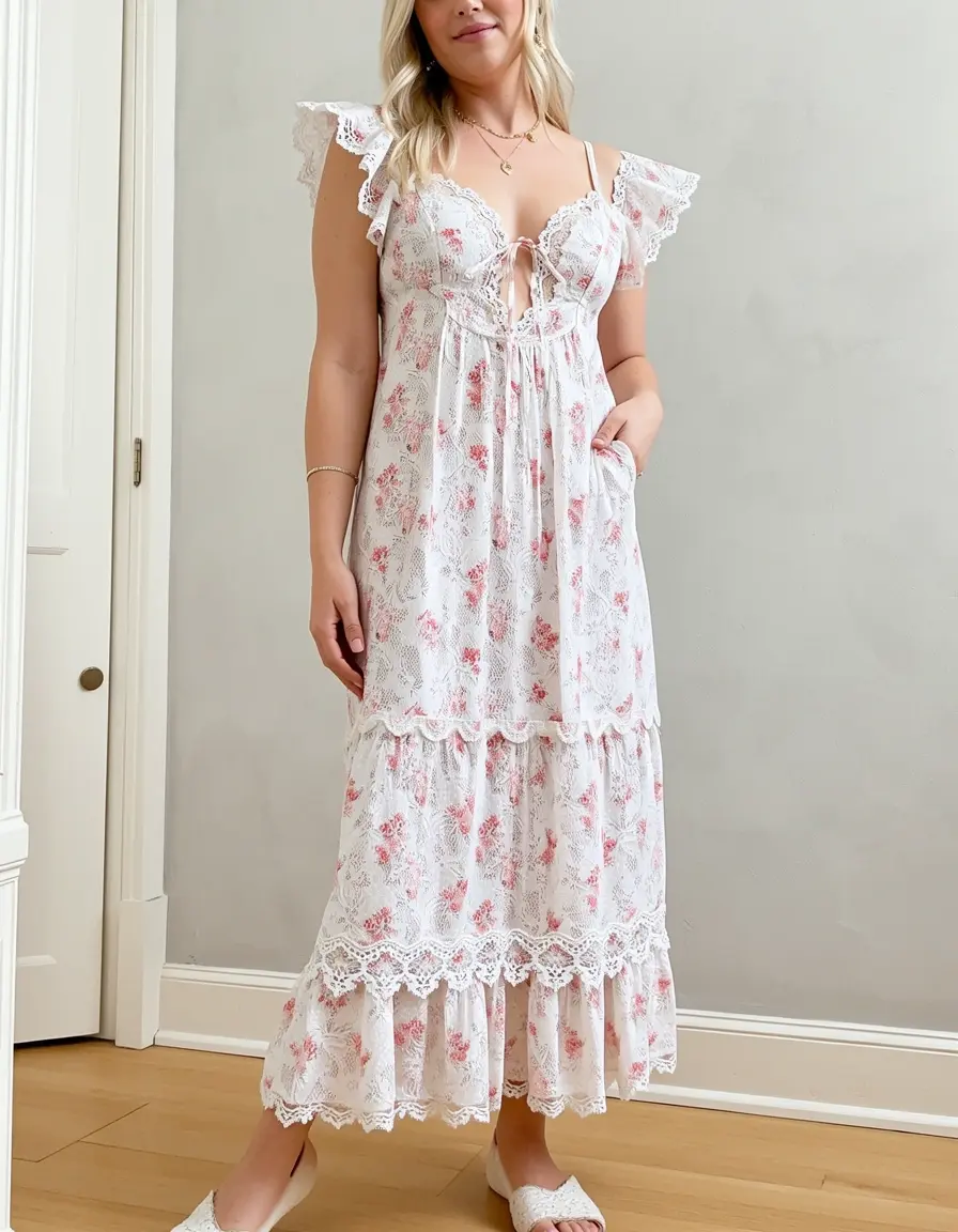 Vestito donna estivo Lace Trim Summer