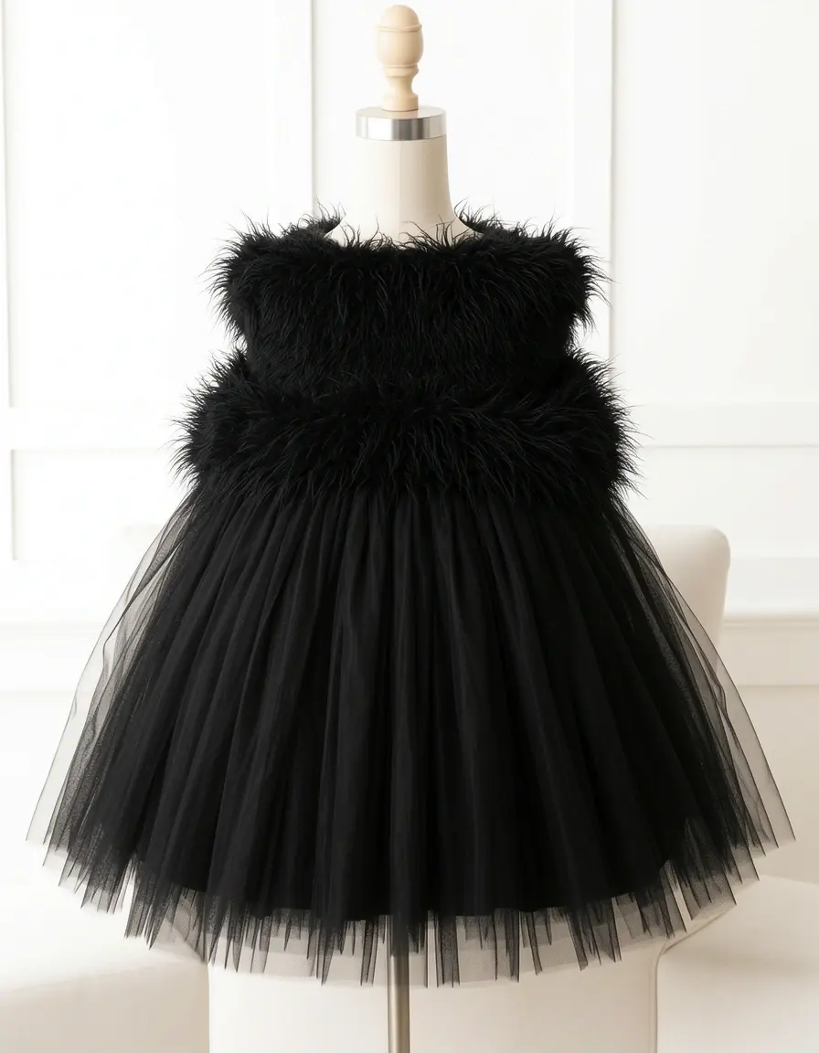 Abito in Tulle Nero Voluminoso