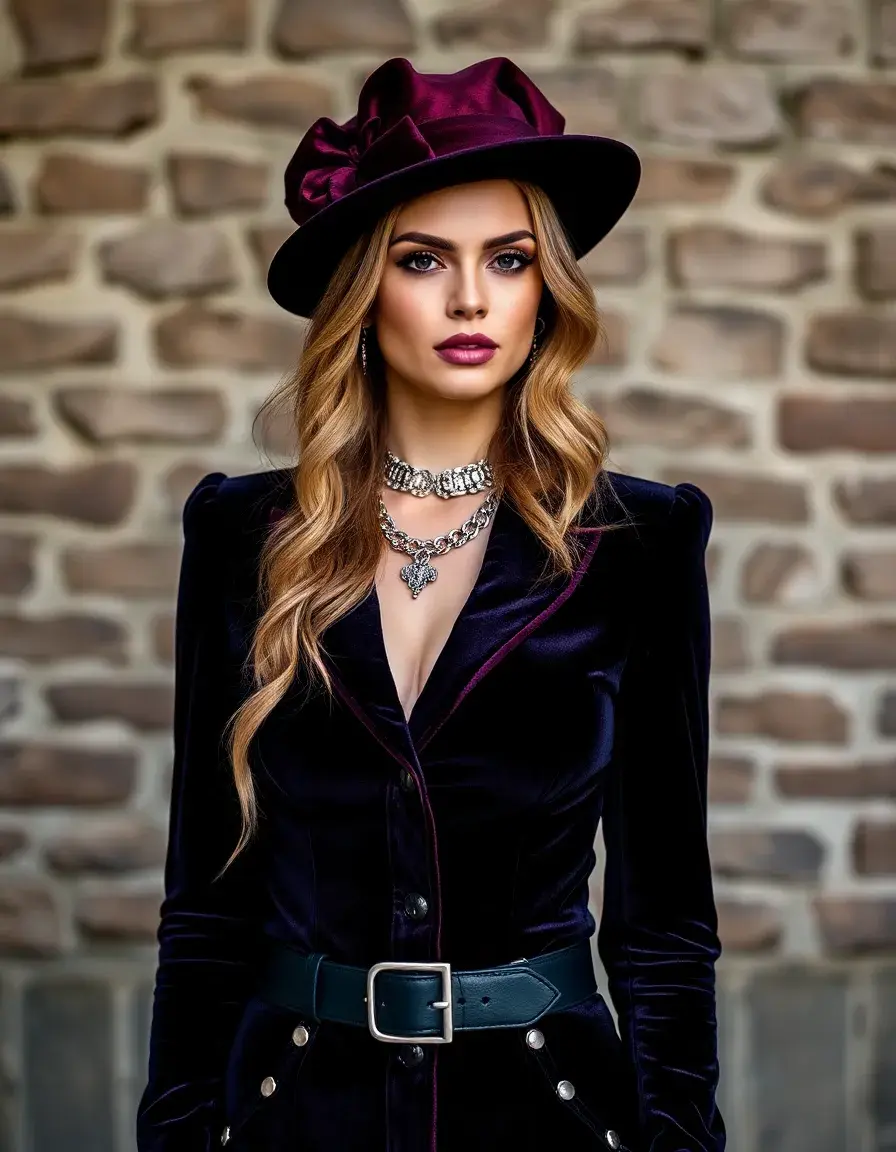 Abito lungo in velluto stile Harley Quinn