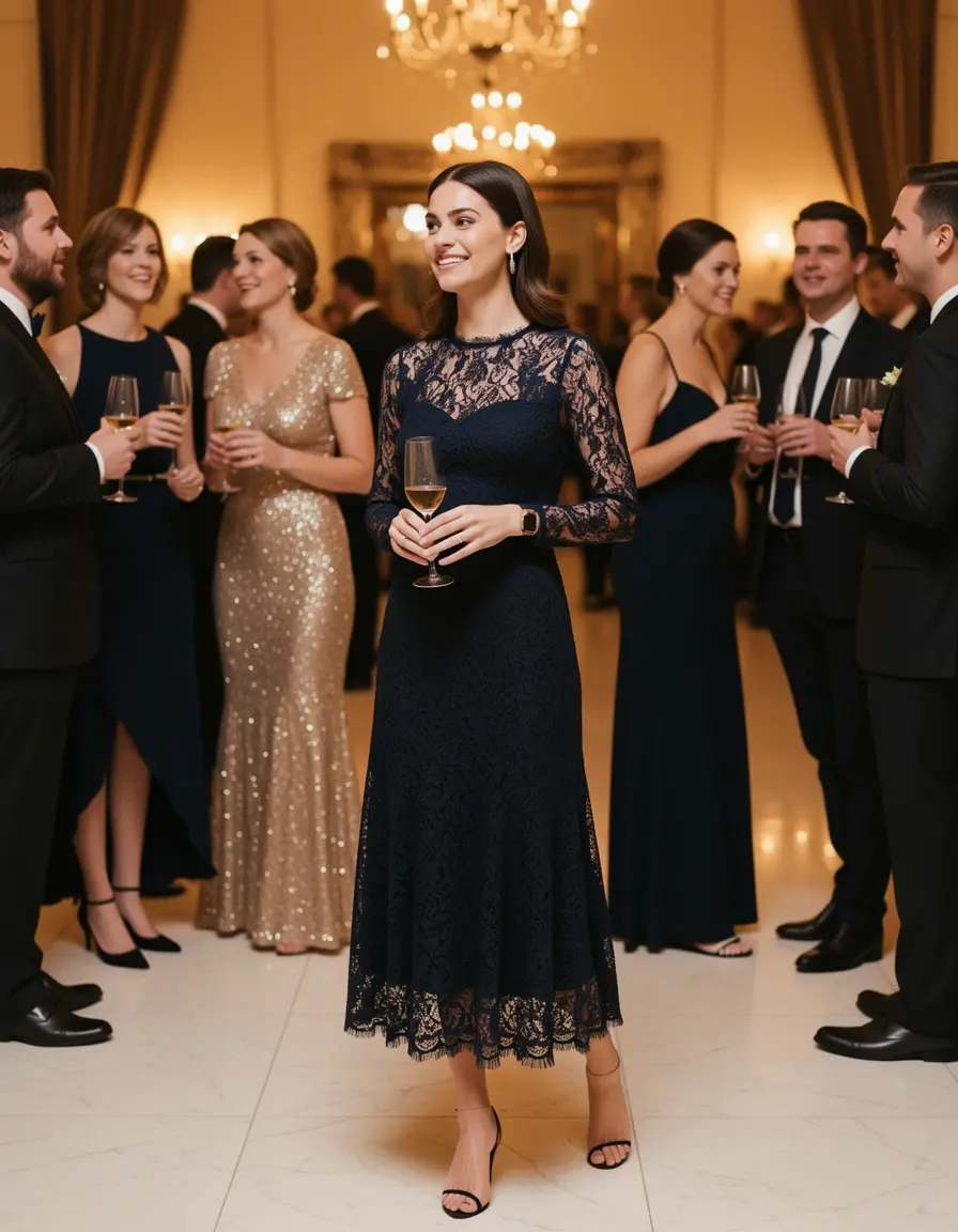 Elegant lace midi for guests