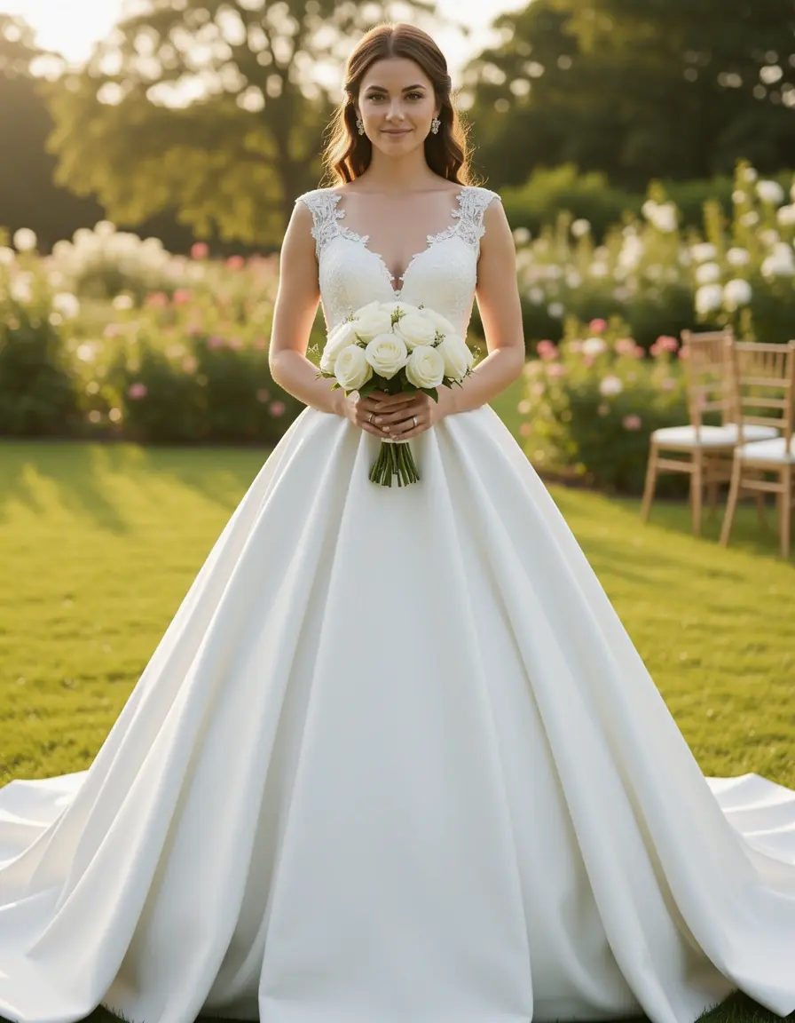 Crisp taffeta wedding dress