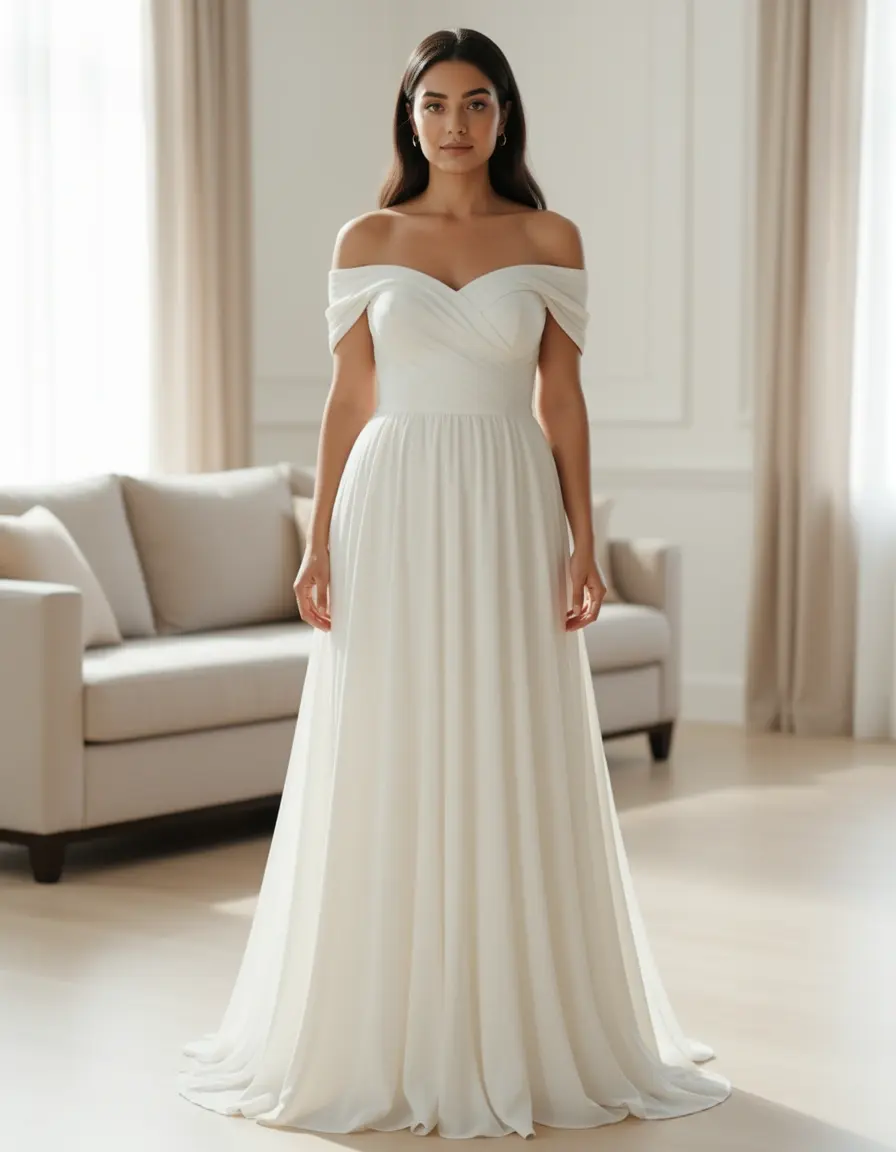 Off-shoulder guest maxi dress