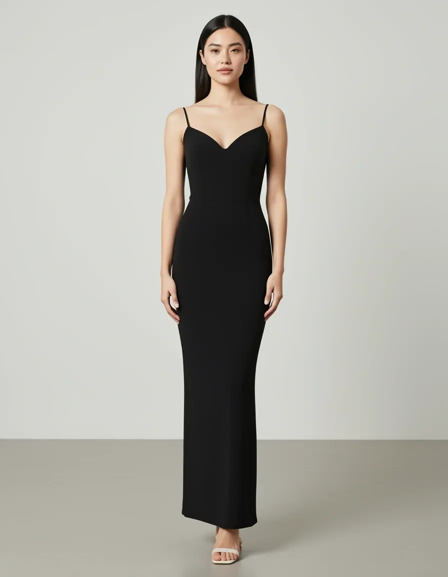 Vestito nero lungo a tubino sheath dress