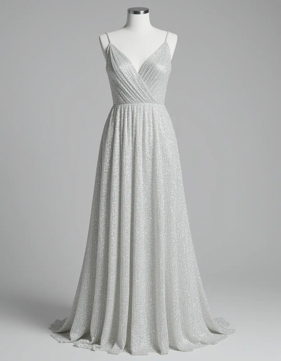 Metallic White Gold Gown