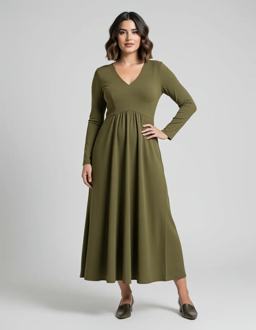Vestito a portafoglio verde oliva versatile