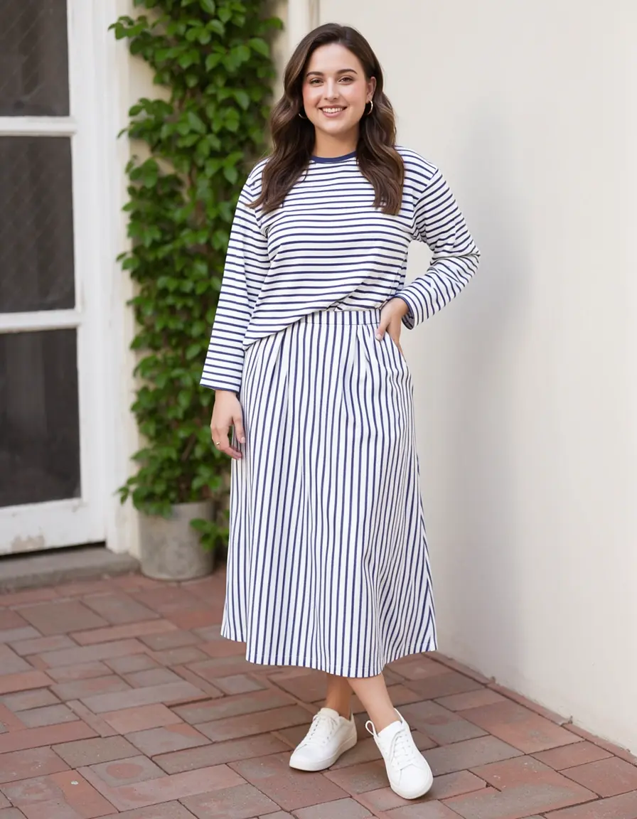 Striped Casual Midi - Abito midi a righe