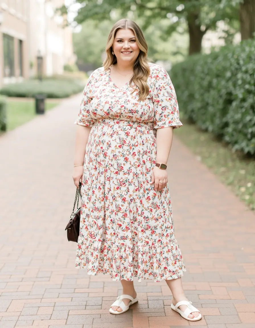 Abito Midi Floreale Casual Donna