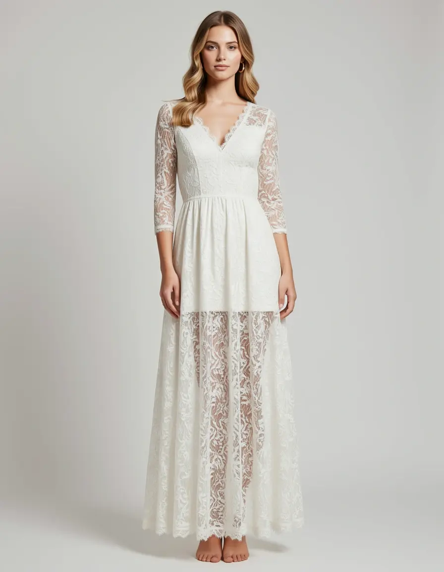 Abito lungo donna Delicate Long Lace
