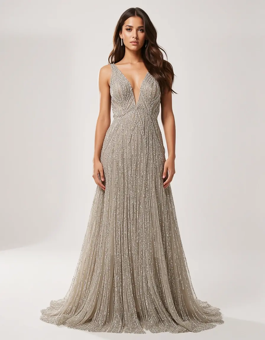 Abito lungo donna Sparkly Long Beaded