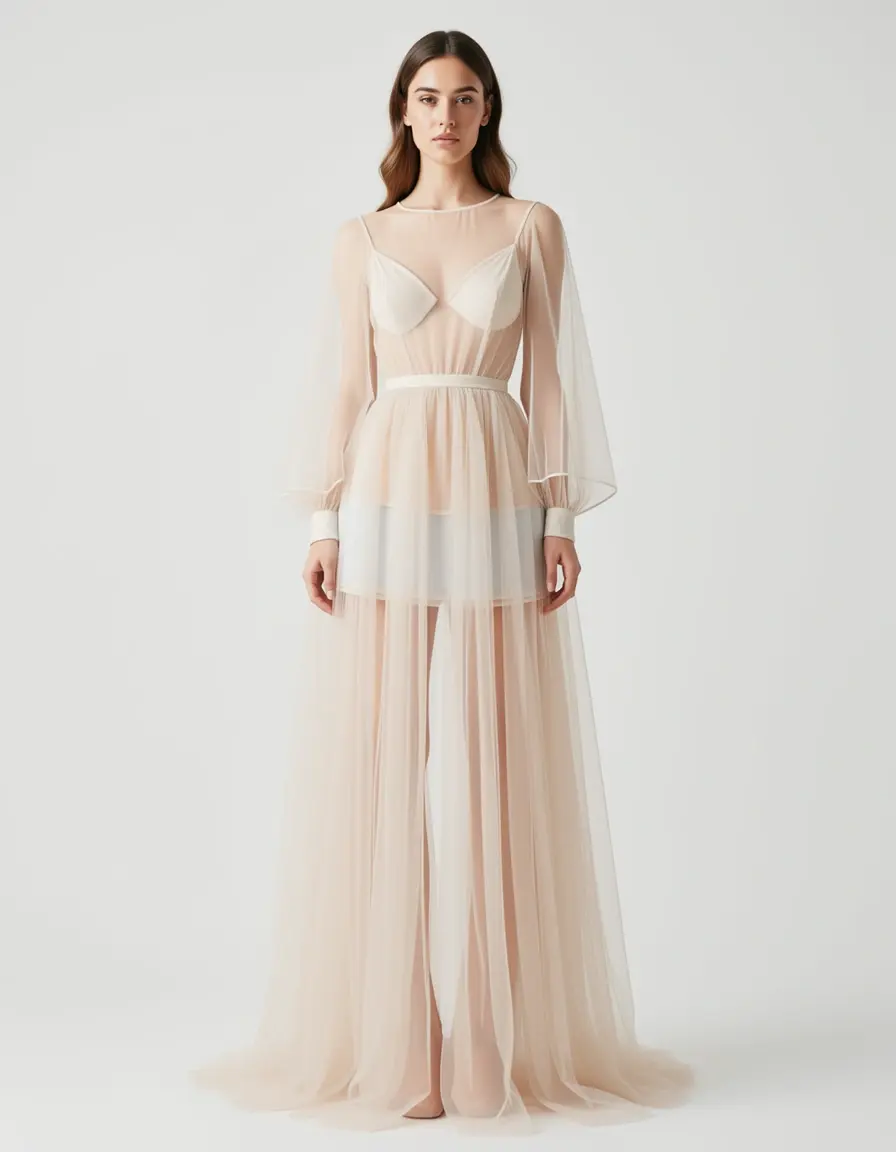 Abito lungo donna Sheer Long Organza