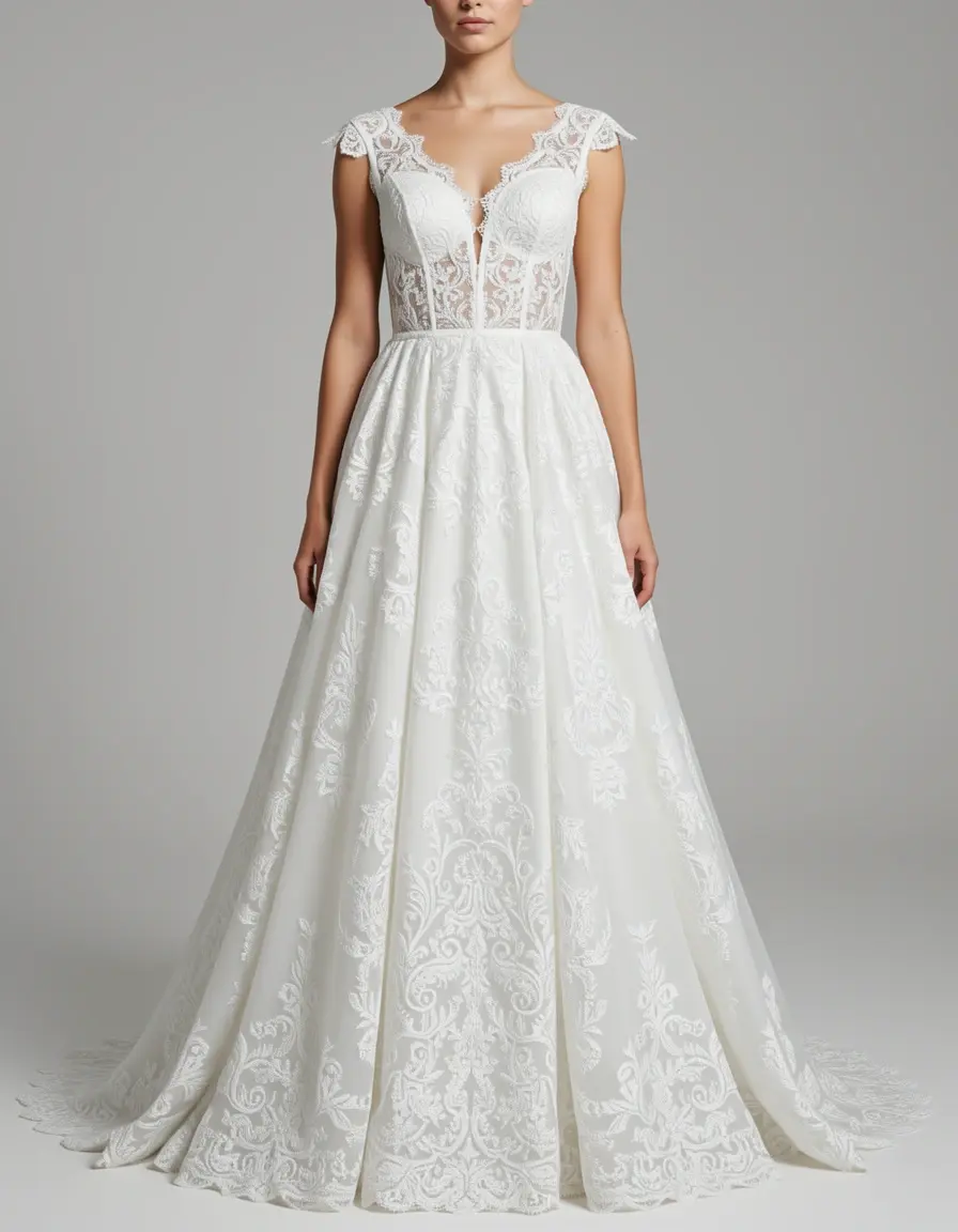 Vestito formale in pizzo bianco