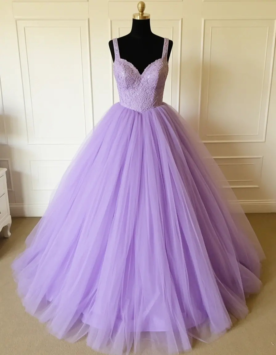 Abito da festa in tulle lavanda